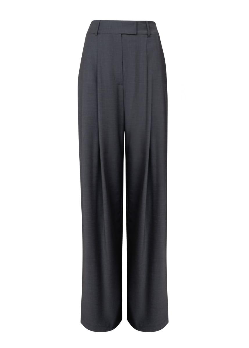Grey Wide-Leg Virgin Wool Pants Sophia