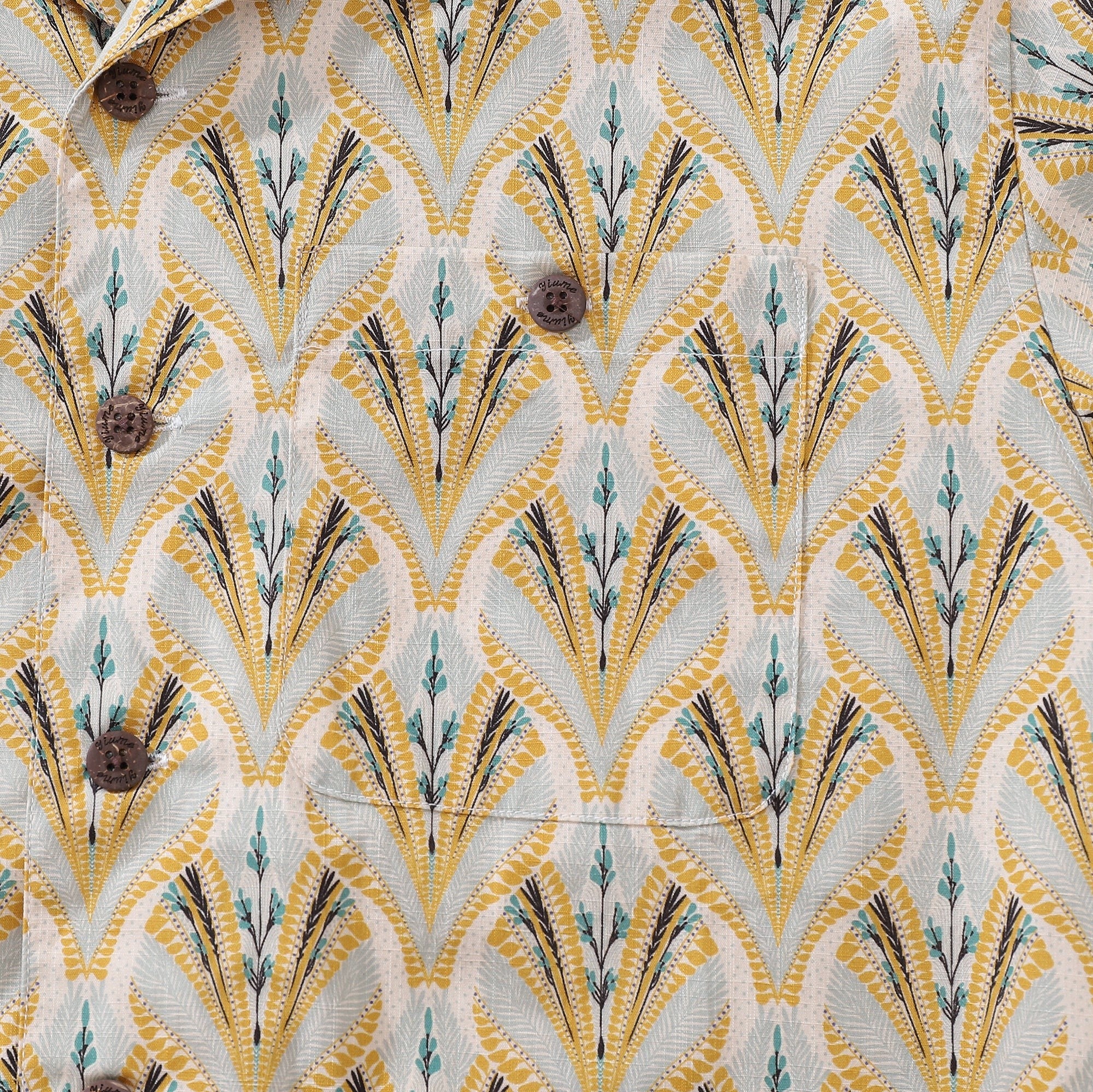 Hawaiian Shirt For Men Terrarium By Kate Lower Shirt Camp Collar 100% Cotton