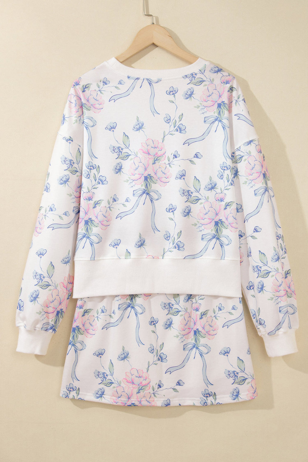 Floral Long Sleeve Top & Elastic Waist Skort Set