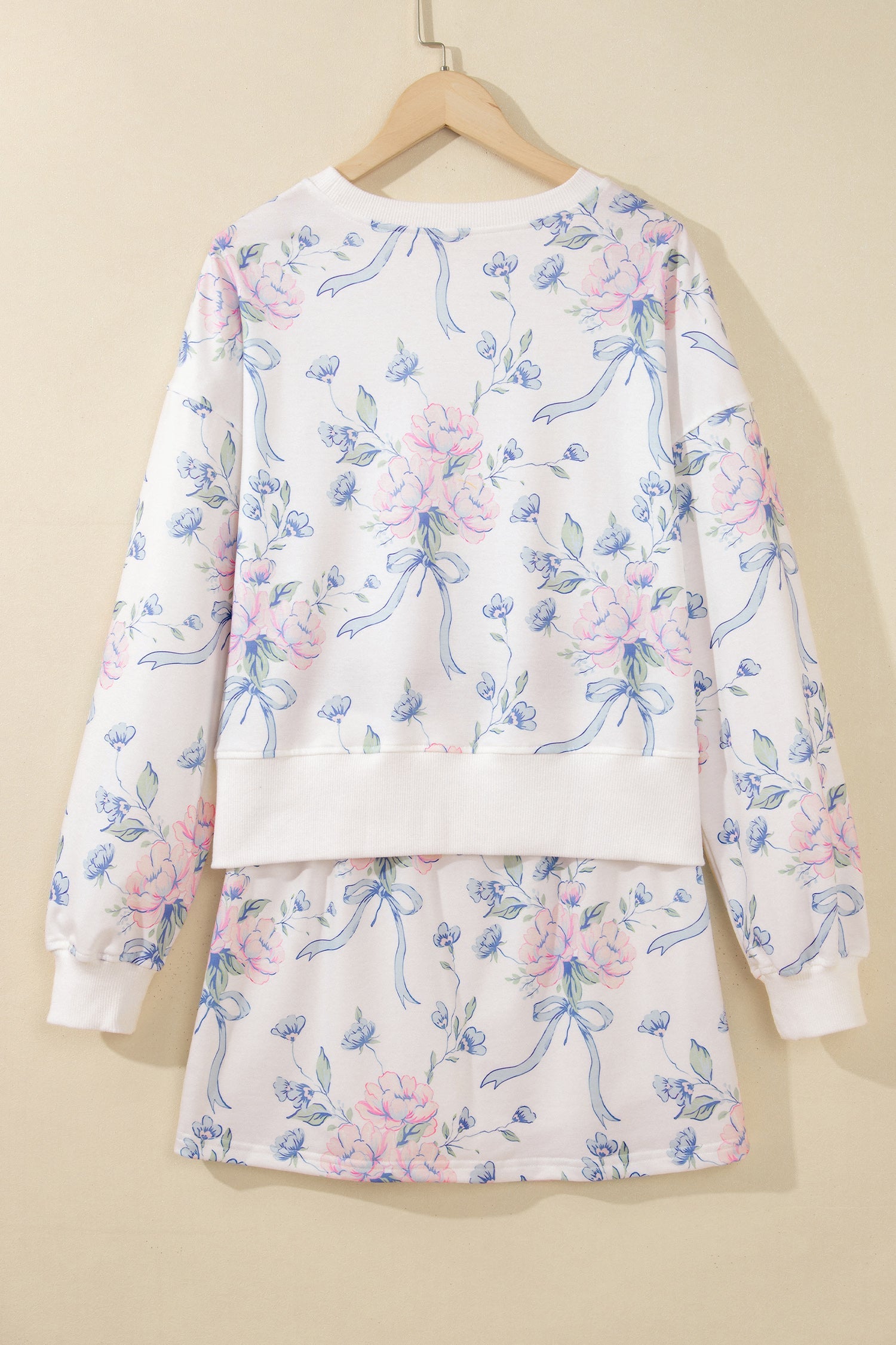 Floral Long Sleeve Top & Elastic Waist Skort Set