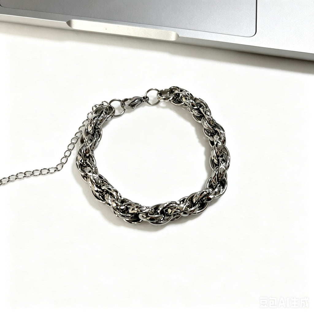 Minimalist Braided Twist Titanium Steel Bracelet for Men & Women