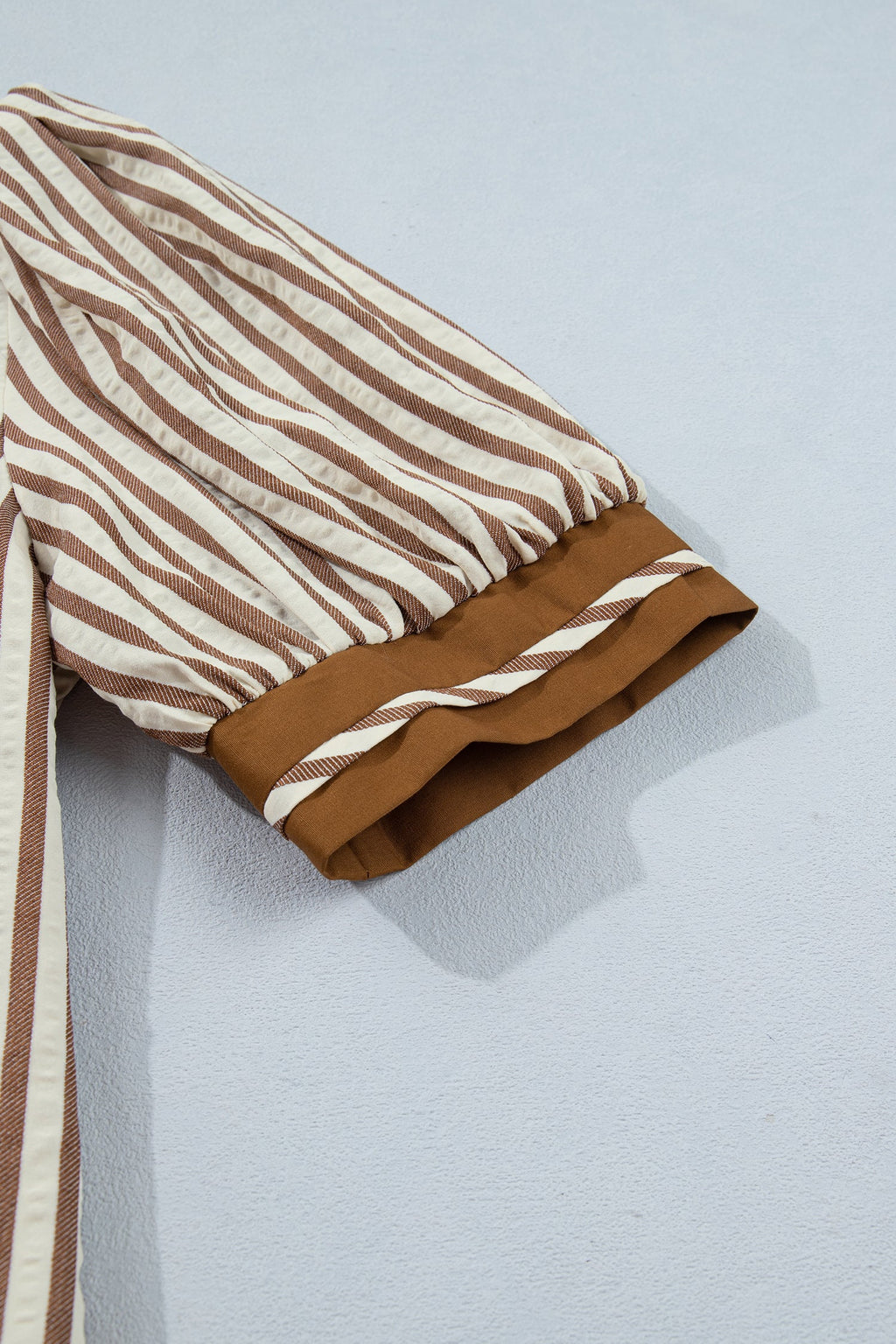 Annabelle Stripe Shirt Dress: Cotton V-Neck Casual Shift Dress