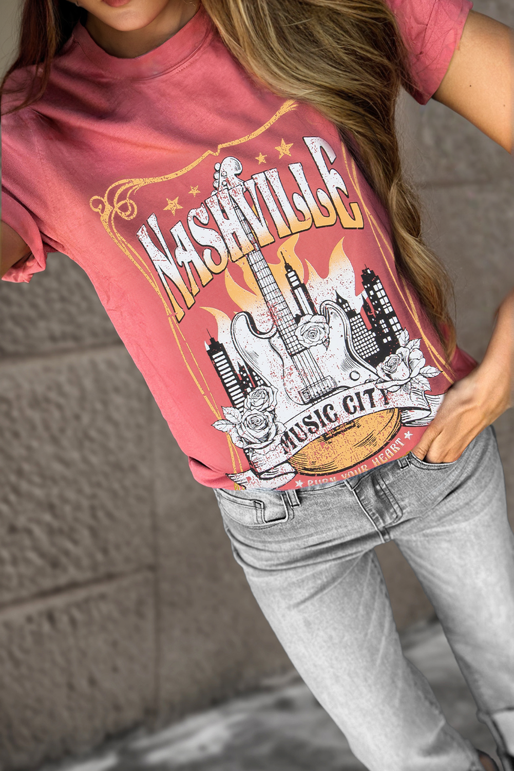 Mineral Red Nashville Music City Graphic Retro Tee