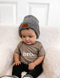 Toddler wearing a bro. graphic print charcoal black cotton tee