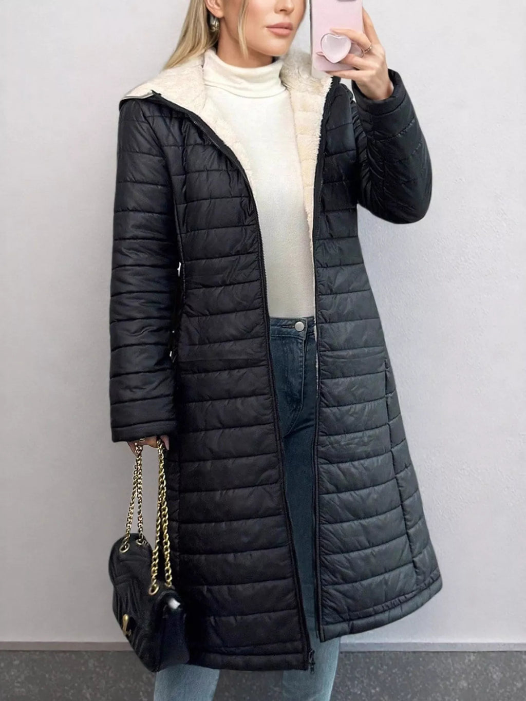 Zip Up Quilted Hooded Puffer Coat