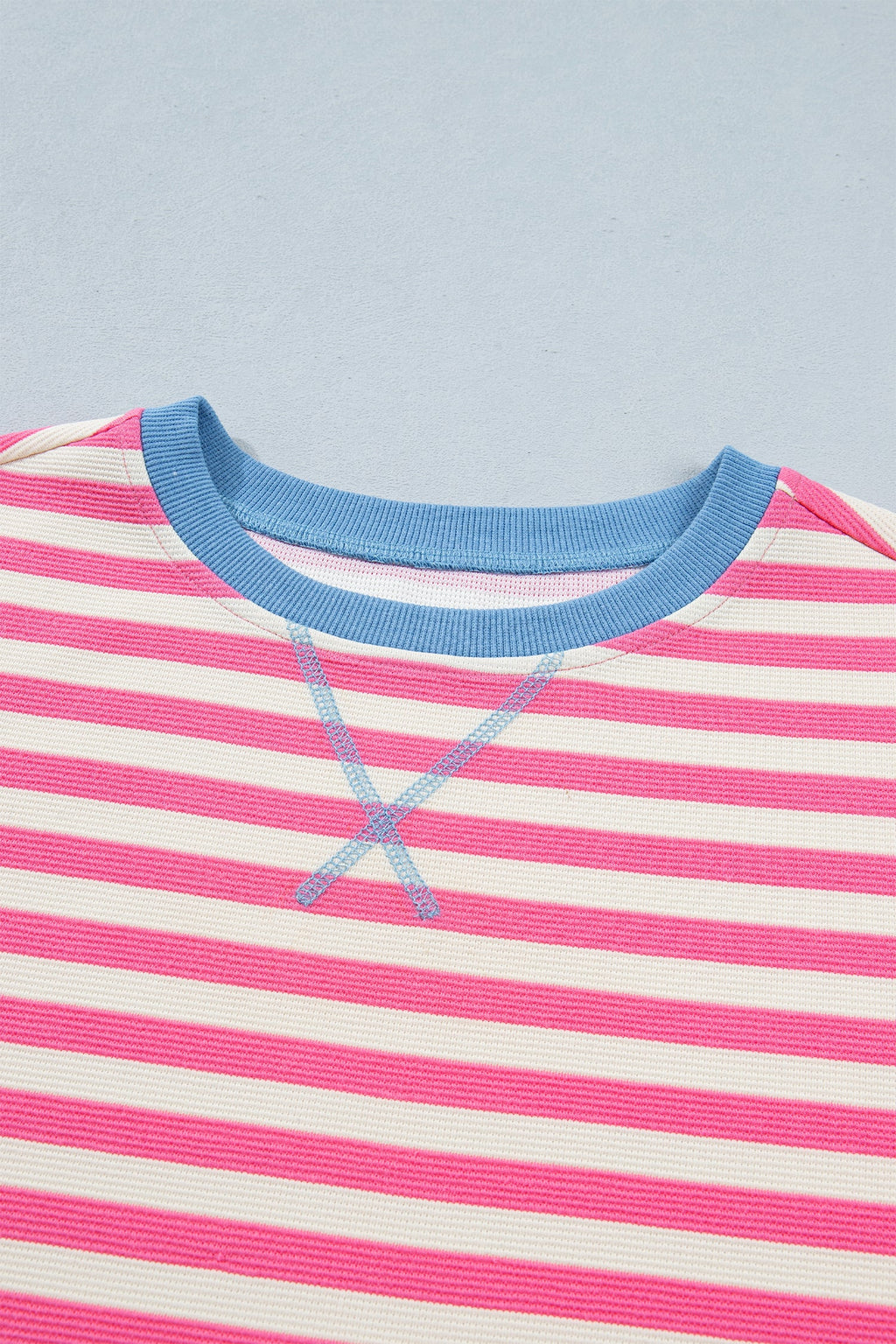 Stripe Contrast Patchwork Short Sleeve Knit Tee