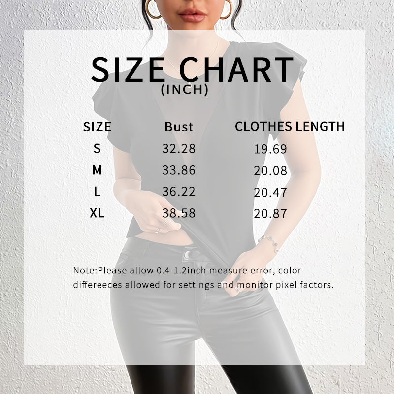 Women’s Black Ruffle Mesh Panel Top Short Sleeve Slim Fit Blouse - Image 2