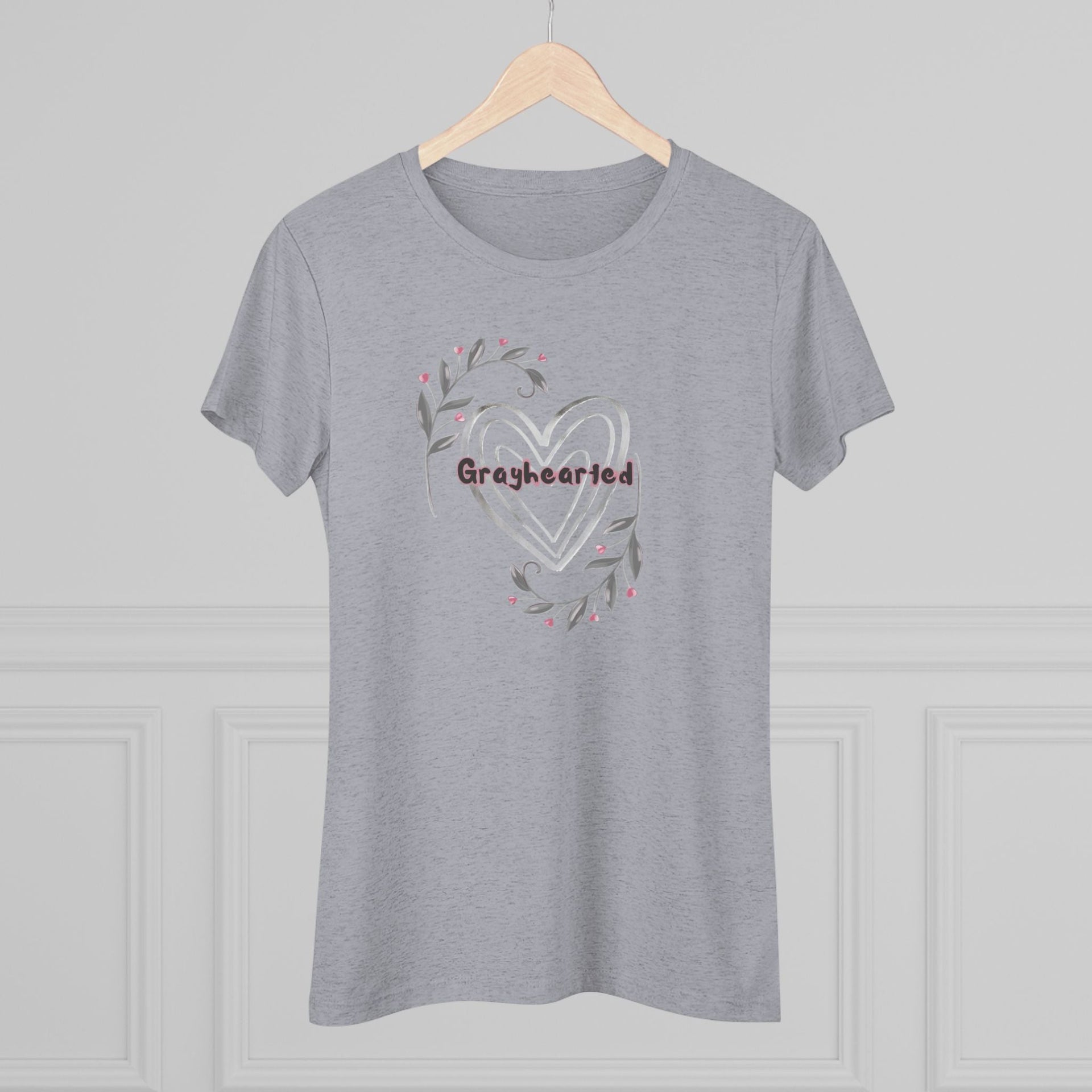 Women's Floral Heart Triblend Graphic Tee - Soft Slim Fit T-Shirt