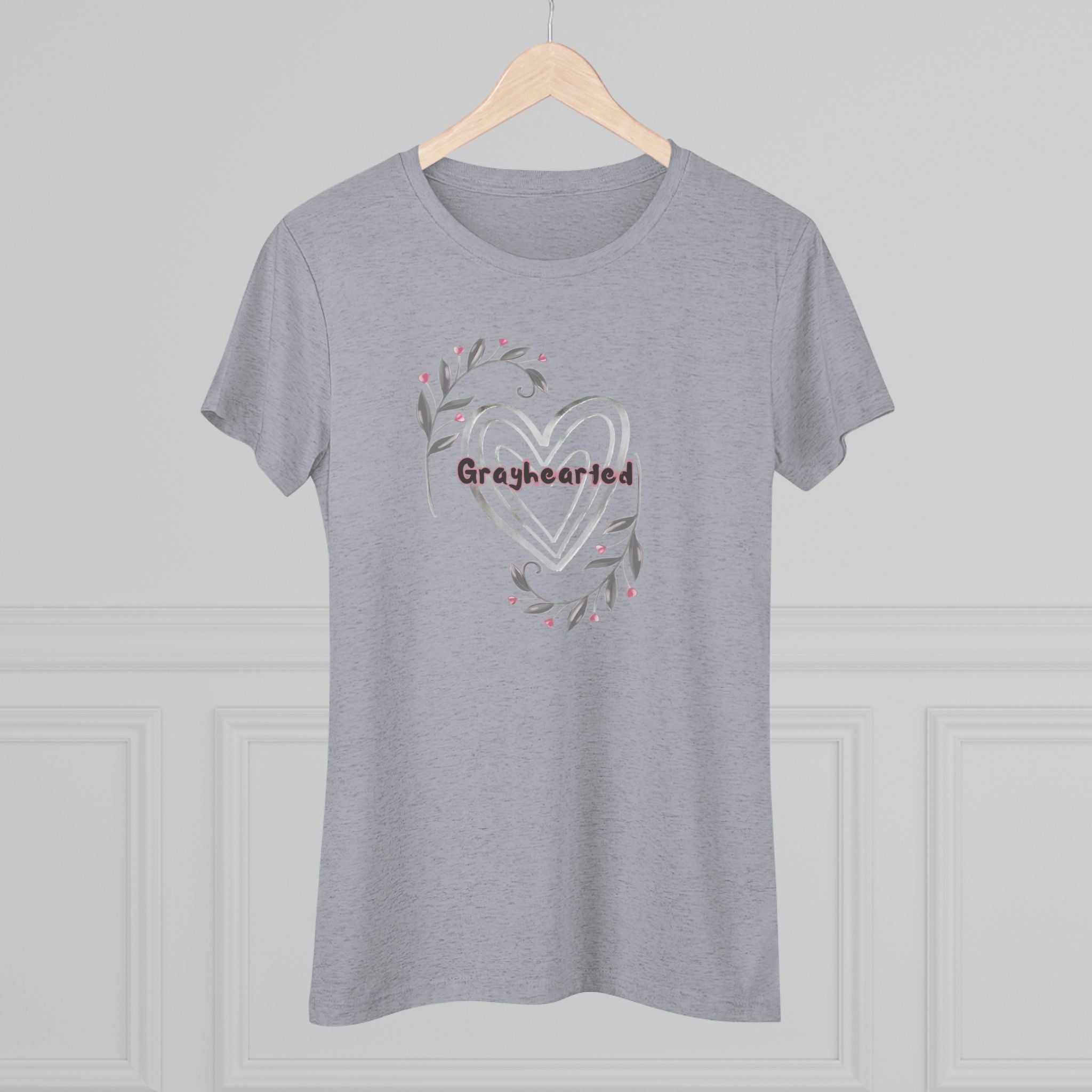 Women's Floral Heart Triblend Graphic Tee - Soft Slim Fit T-Shirt