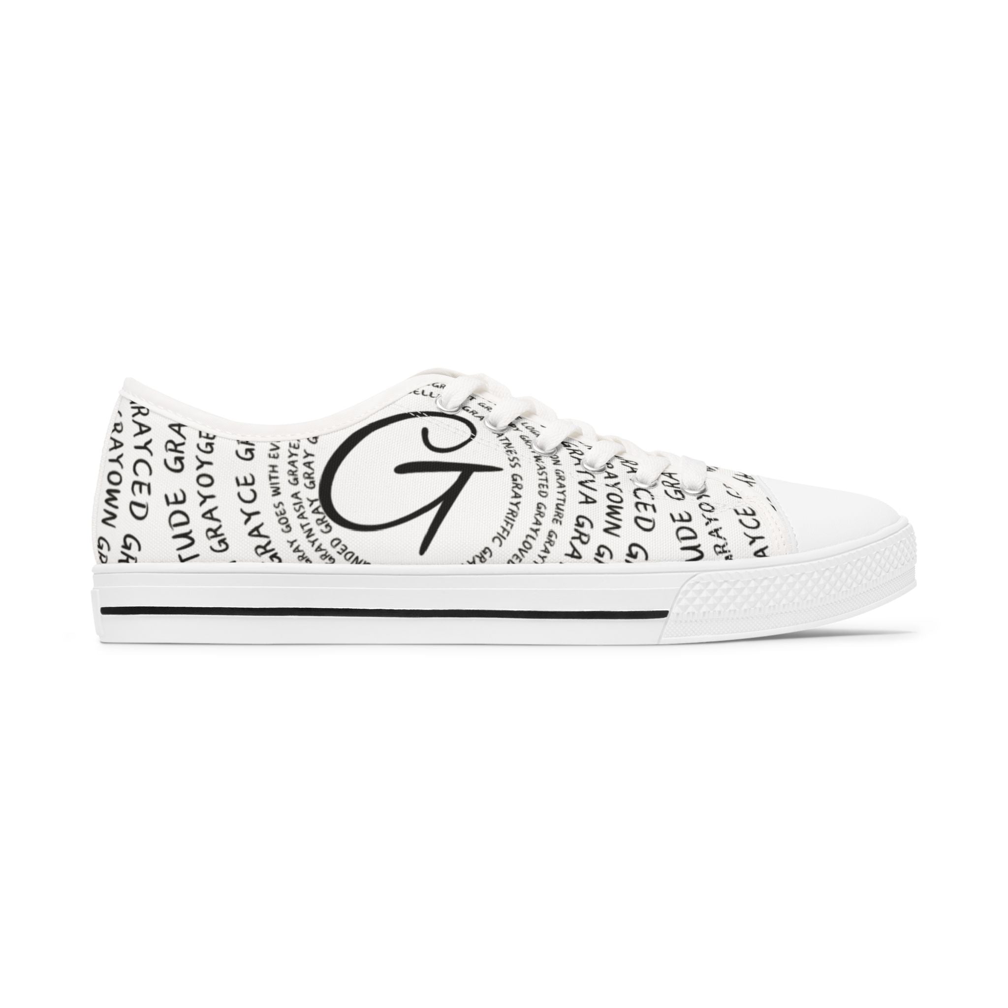 Women's Monochrome Low Top Sneakers, Cotton Lace-Up Casual Shoes