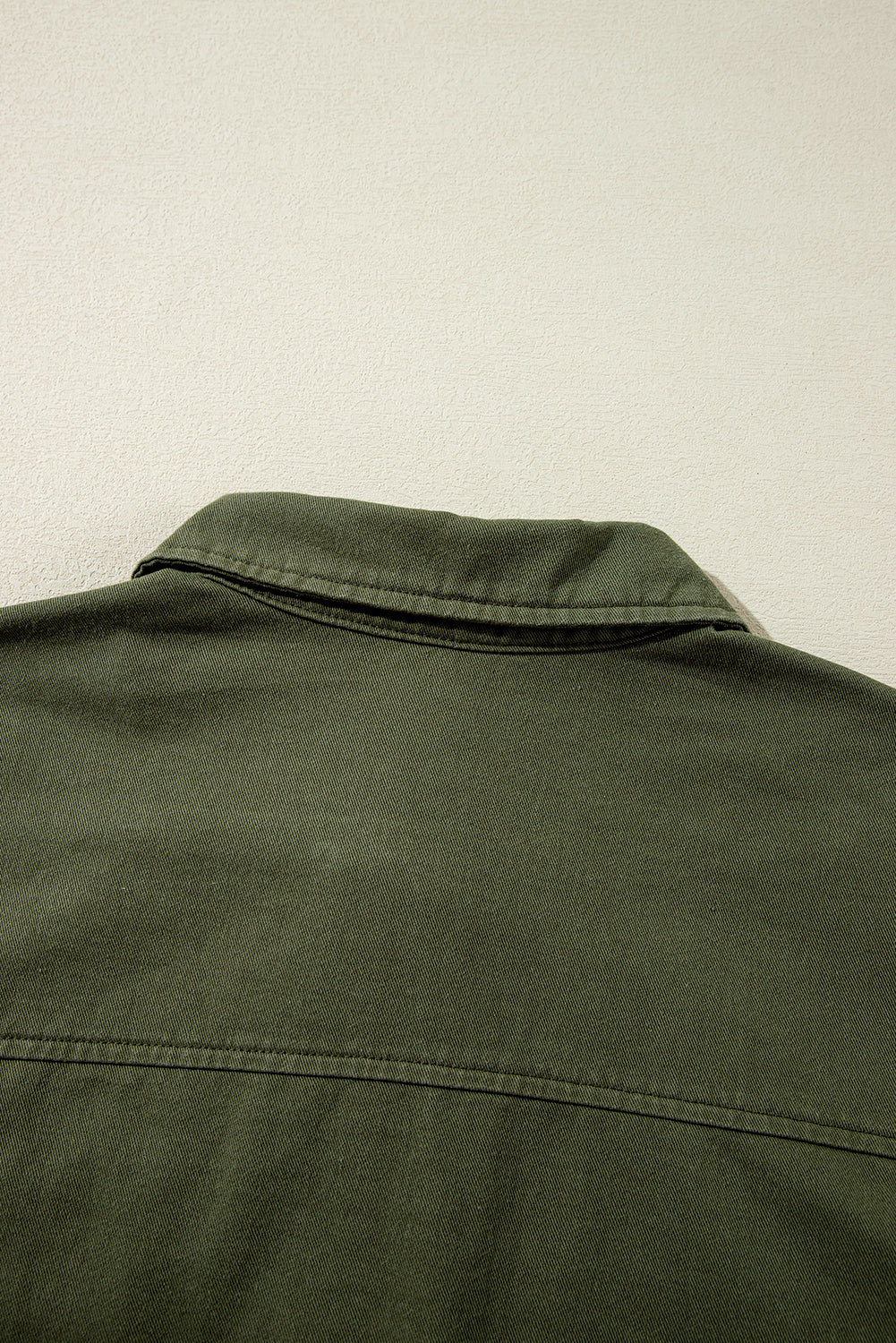 Moss Green Snap Button Zipper Collared Jacket