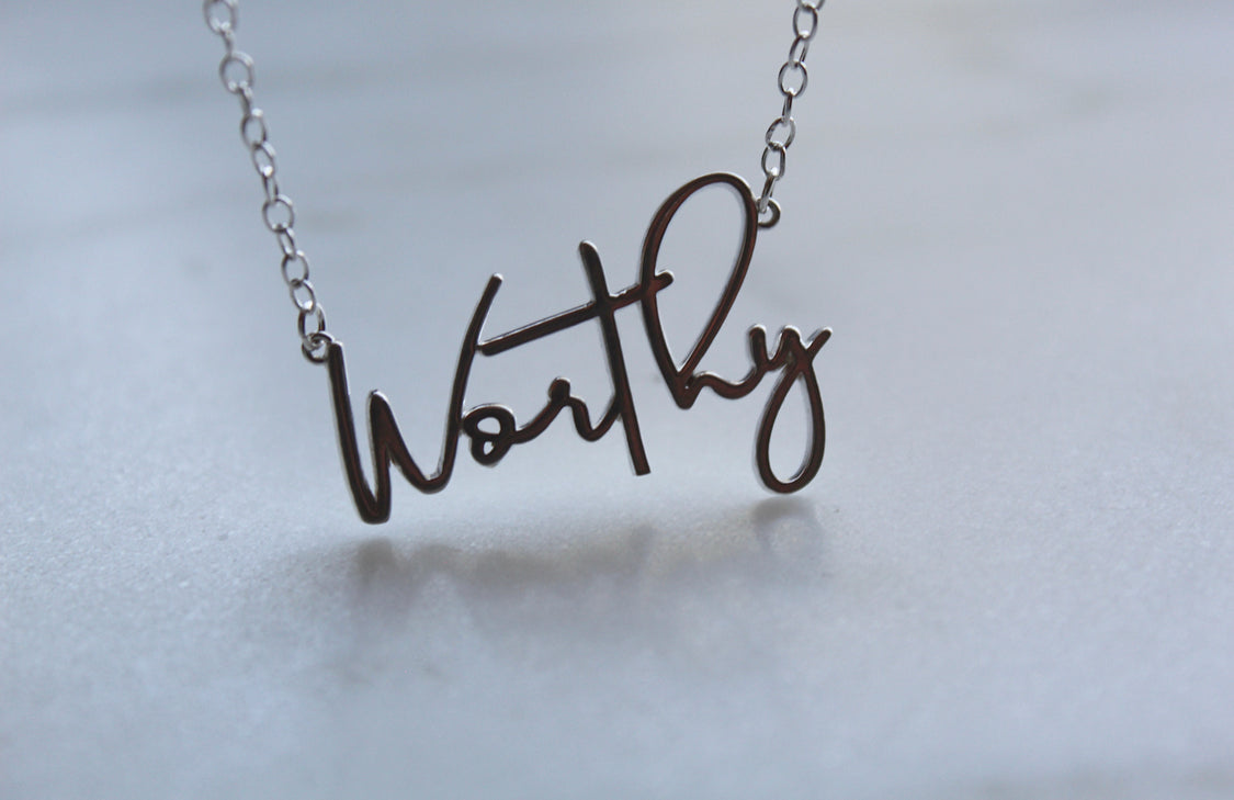 Worthy Script Lettering Necklace in Silver-tone Finish - Image 8