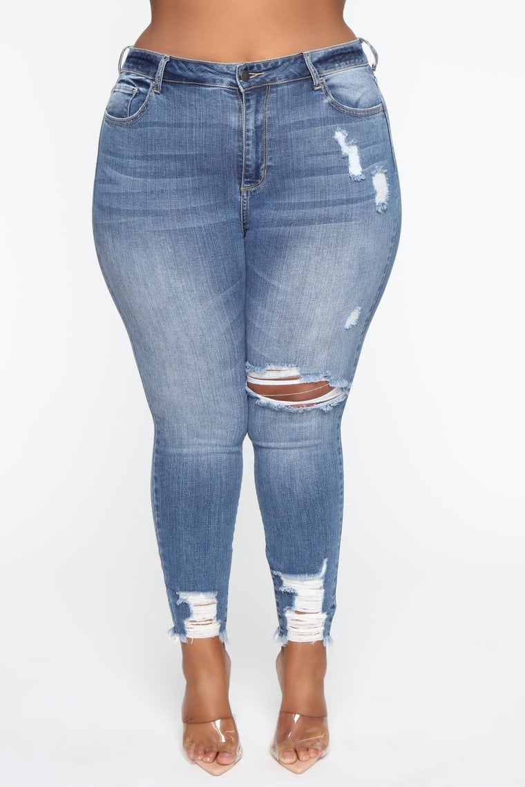 Plus Size Ripped Stretch Jeans for Women
