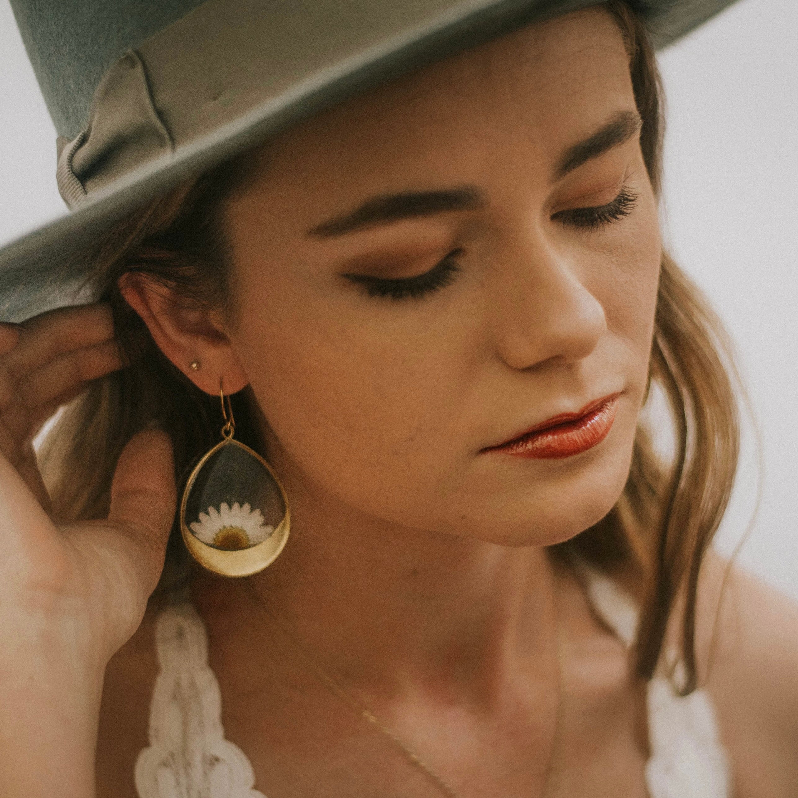 Large Horizon Hoop Earrings - Gold Botanical Statement