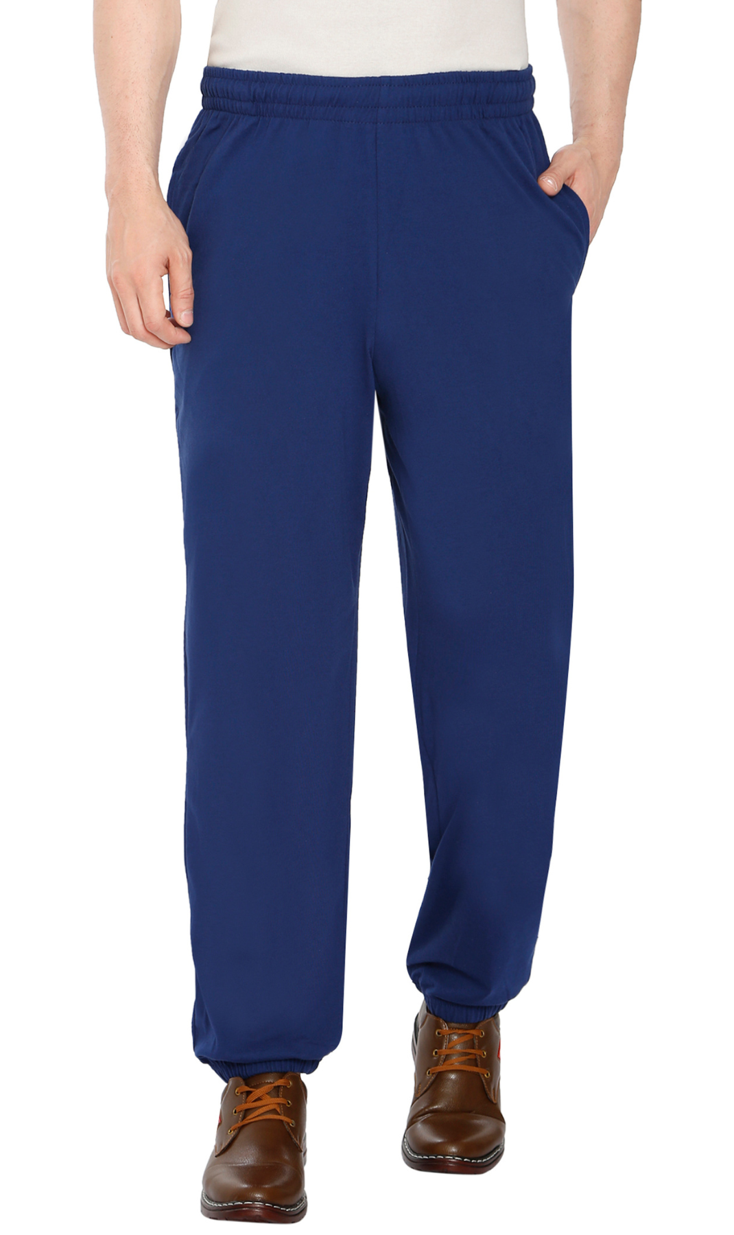 Men's pull-on knit lounge pants in charcoal featuring an elastic waistband and relaxed tapered fit.