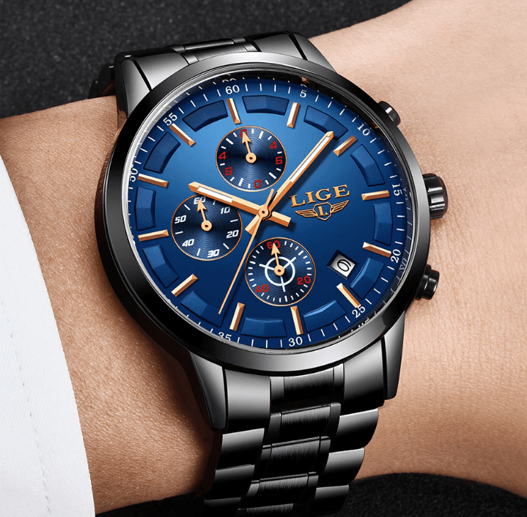 Men's Waterproof Chronograph Watch with Date Display & Luxury Dial