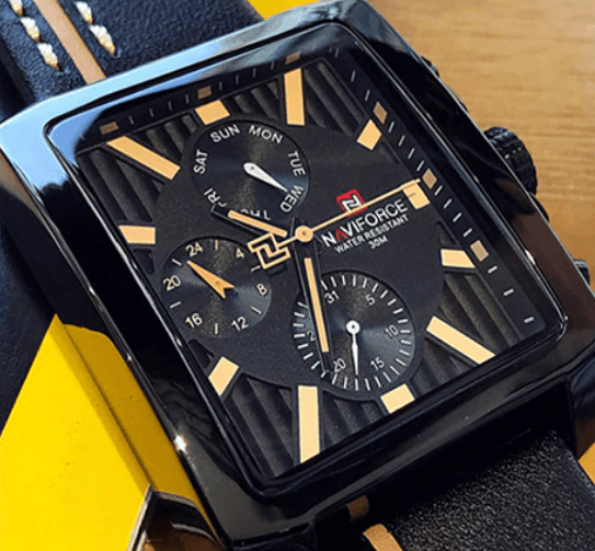 Men's Retro Waterproof Chronograph Watch with Genuine Leather Strap