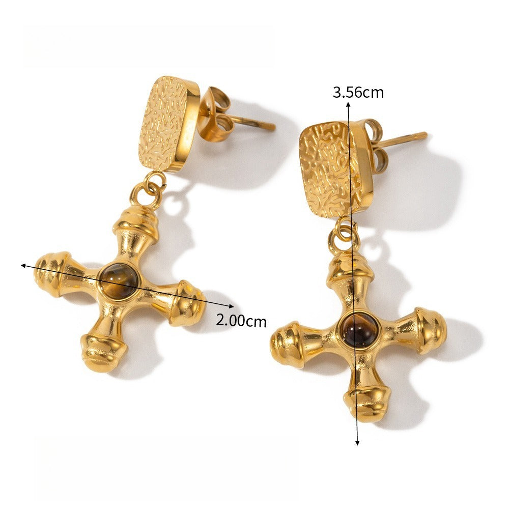 Sophisticated Titanium Steel Dangle Earrings Gold Autumn Aesthetic
