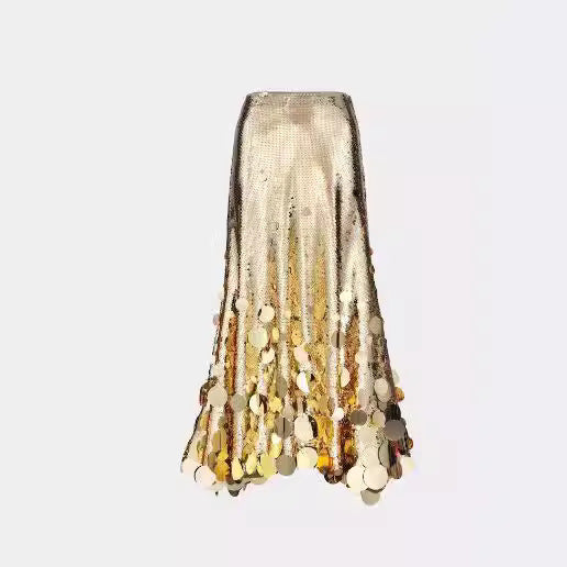 Women's A-Line Sequined Long Skirt for Party Glamour
