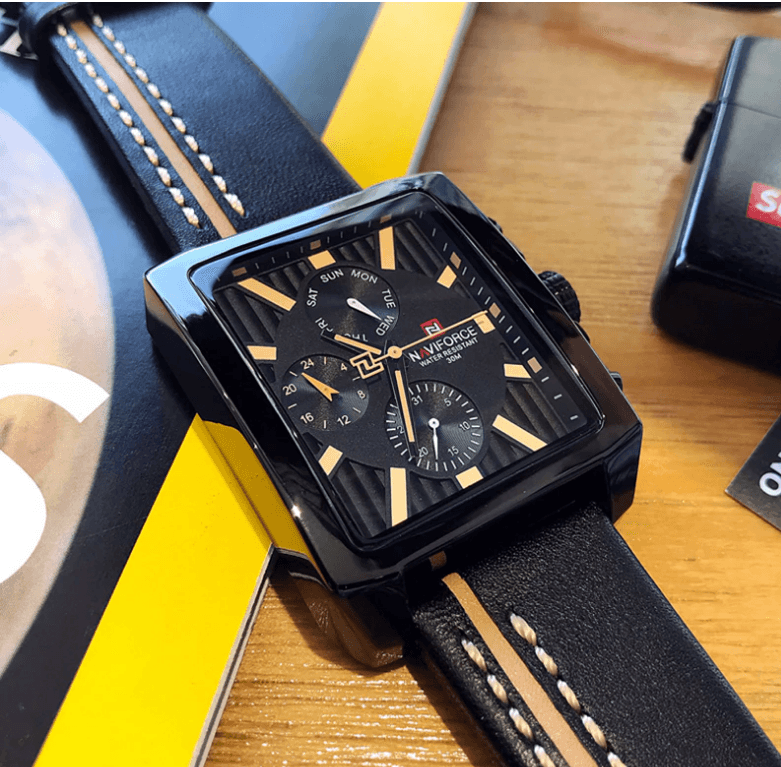 Men's Retro Waterproof Chronograph Watch with Genuine Leather Strap