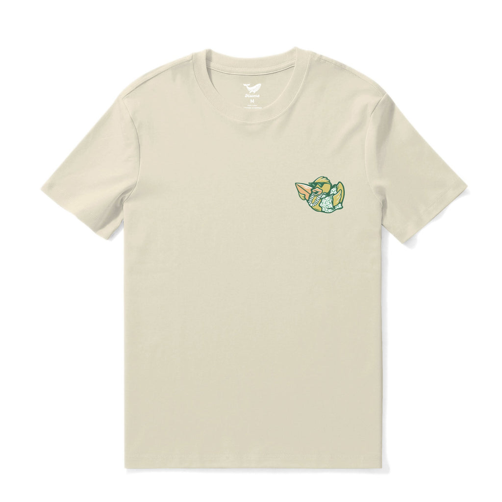 Beige crew neck graphic t-shirt with Takin It Slow typography