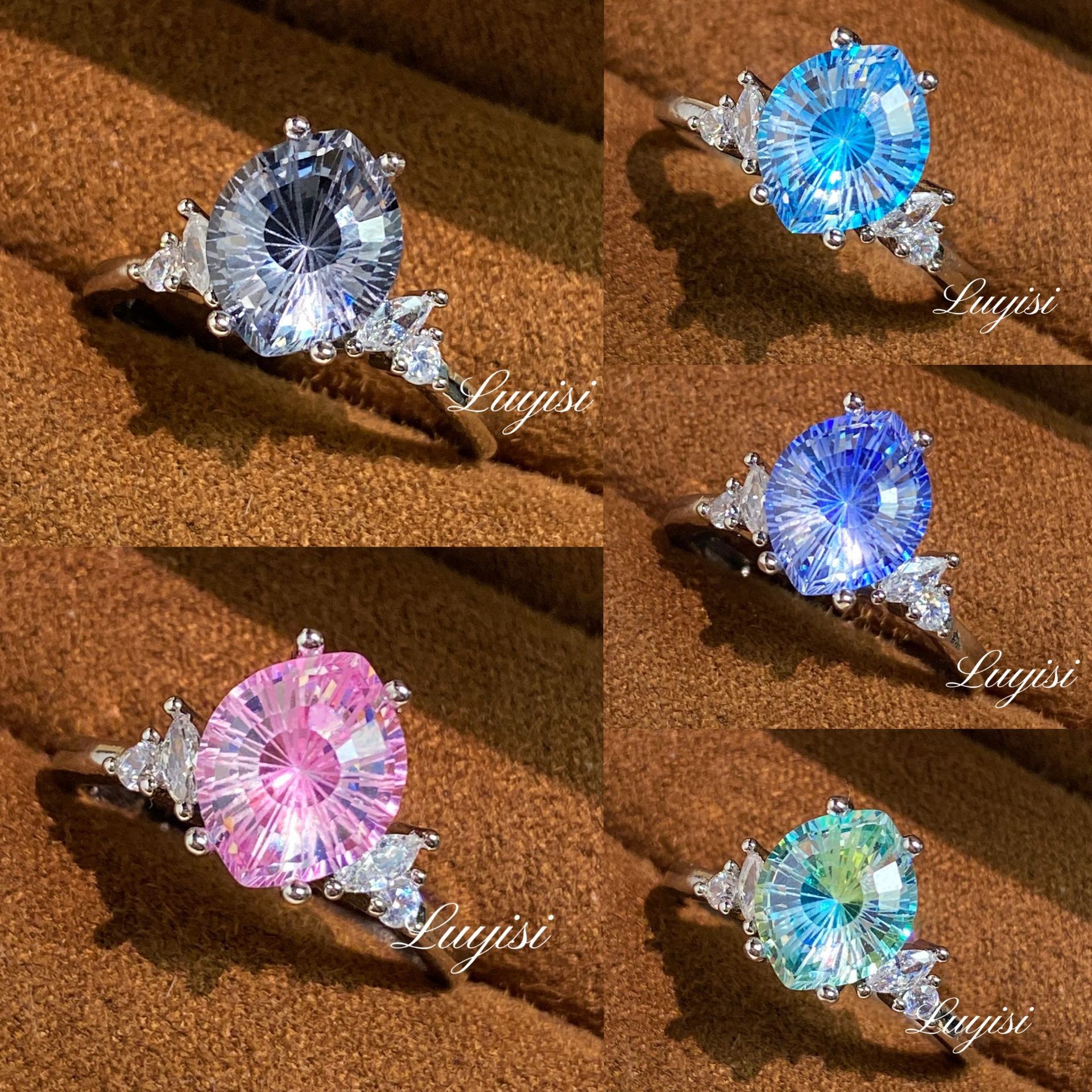 Firework Cut Simulated Moissanite Ring For Women, Light Luxury Niche Design Simulated Diamond Engagement Ring