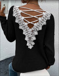 Women's Backless V-Neck Knit Sweater - Streetwear Pullover