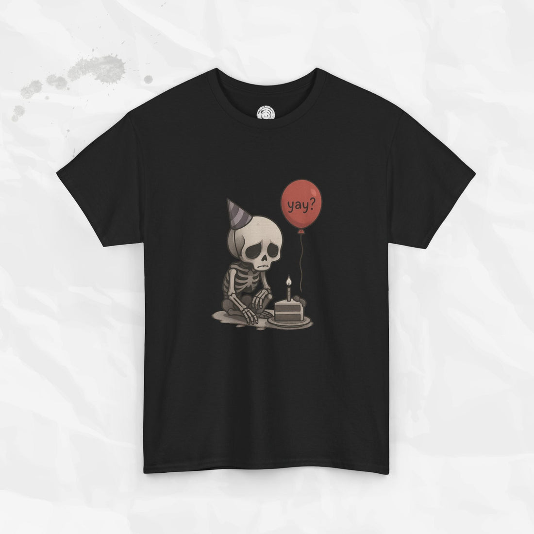 Yay? Skeleton Birthday Graphic T-Shirt - Available in Grey and Red - Image 3