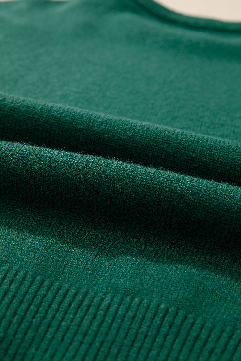 Solid Pearl Drop Shoulder Round Neck Sweater