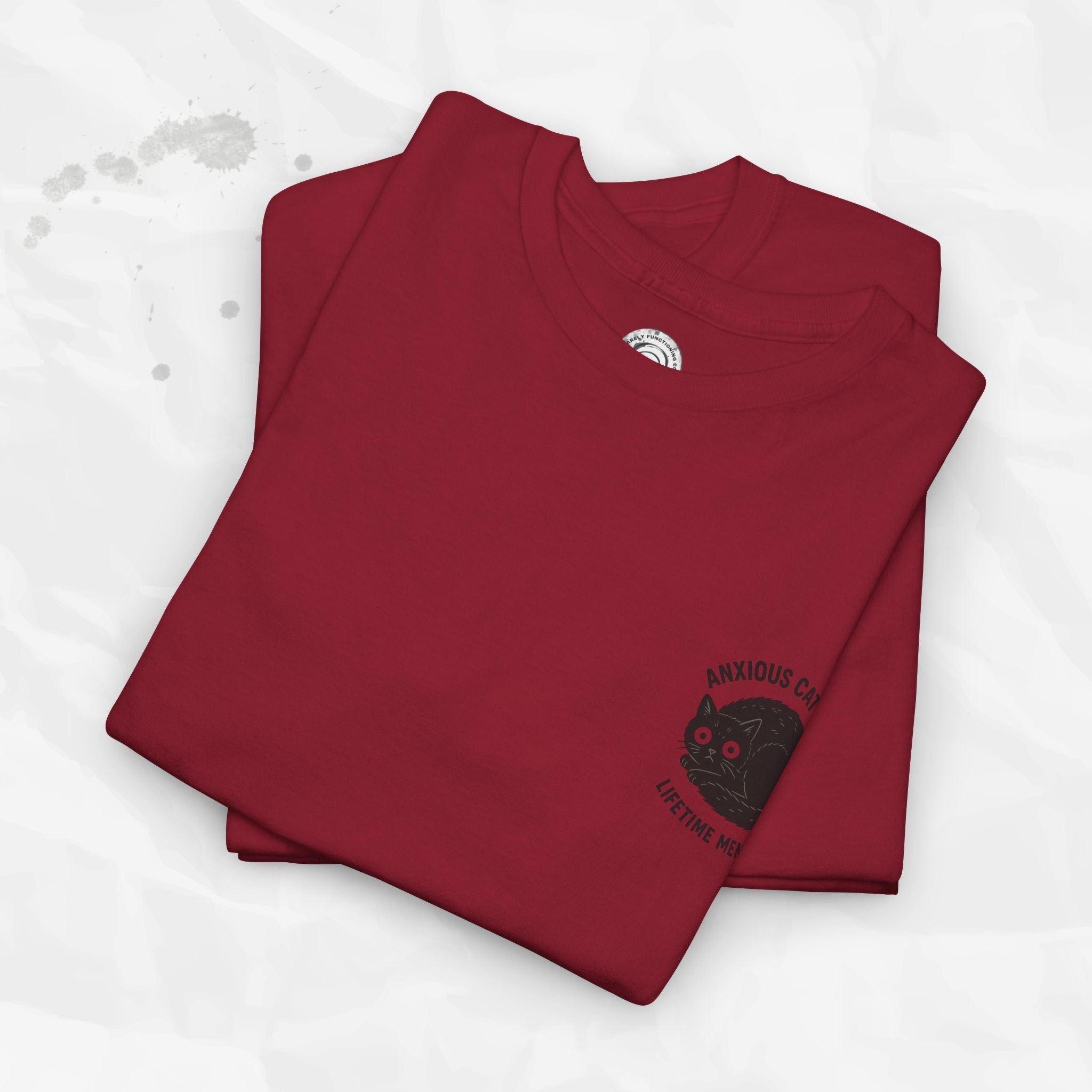 Anxious Cat Club – T-Shirt (Pocket Print)