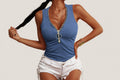 Women's Slim-Fit Ribbed Tank Top with Front Zipper Detail - Image 6