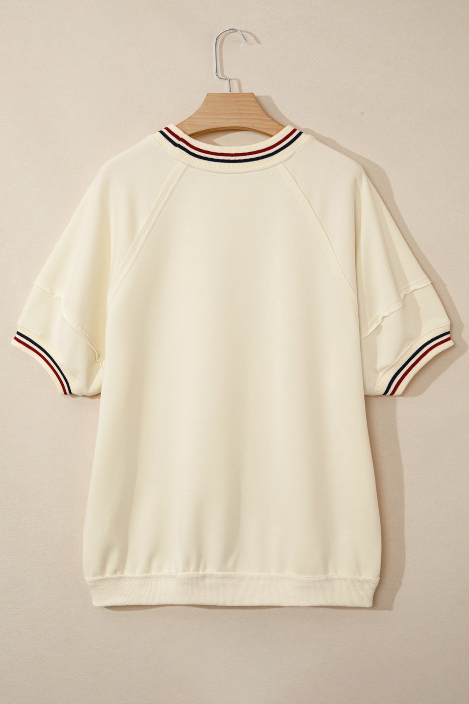 Varsity Stripe Tunic with Cuffed Short Sleeves