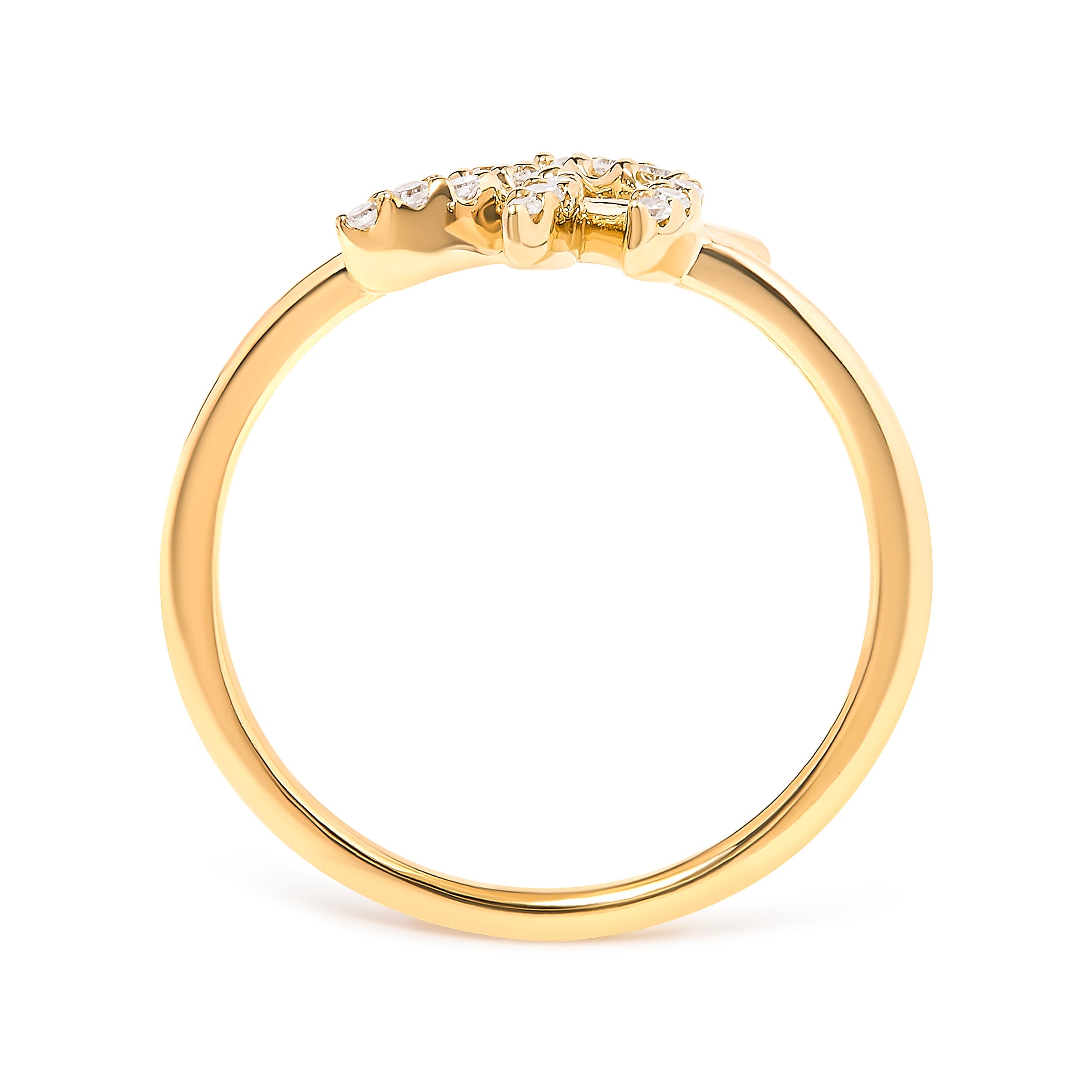 10K Yellow Gold 1/10 Cttw Diamond Leaf and Branch Ring (H-I Color, I1-I2 Clarity) - Ring Size 7