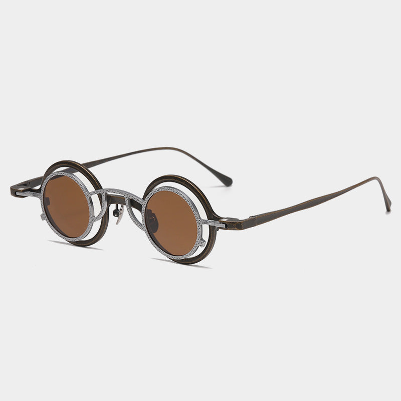 Pure Titanium Small Round Sunglasses Retro Luxury Shades
