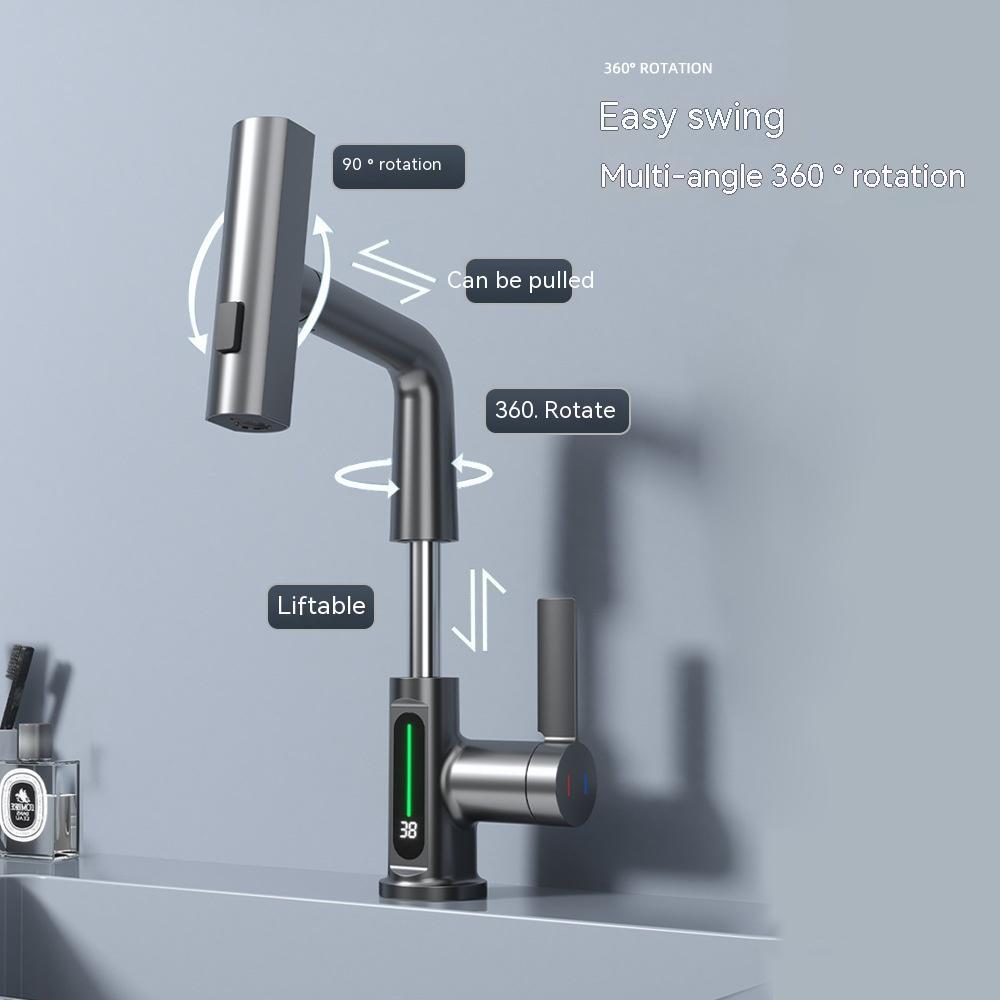 Intelligent Digital Display Kitchen Faucet with Pull-Out Sprayer