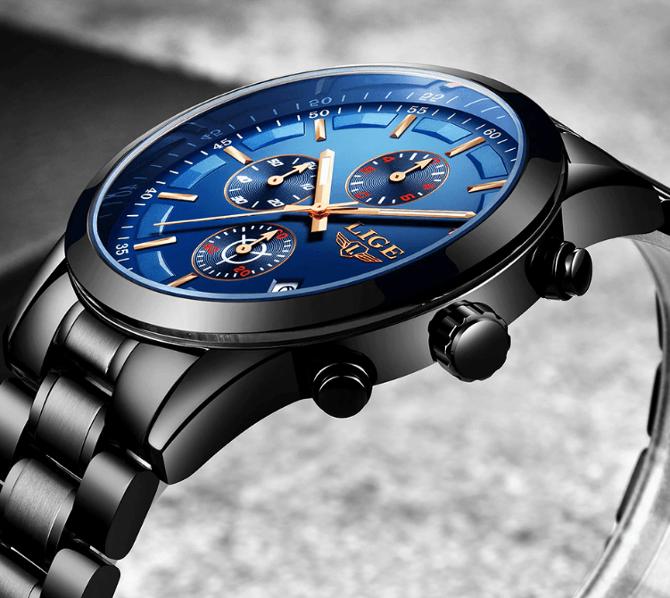 Men's Waterproof Chronograph Watch with Date Display & Luxury Dial