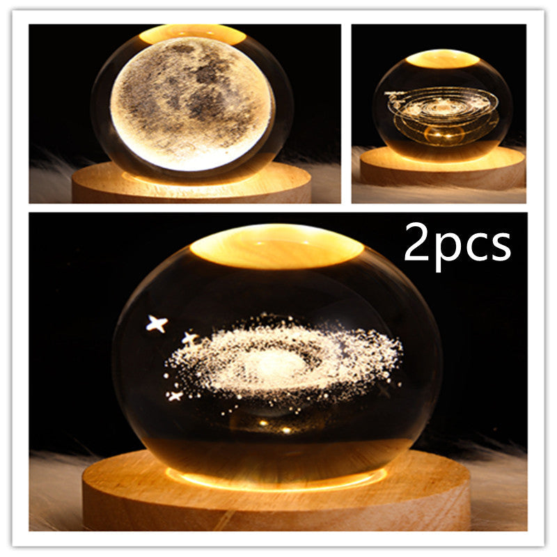 3D Galaxy Crystal Ball LED Night Light Planet Lamp Home Decor