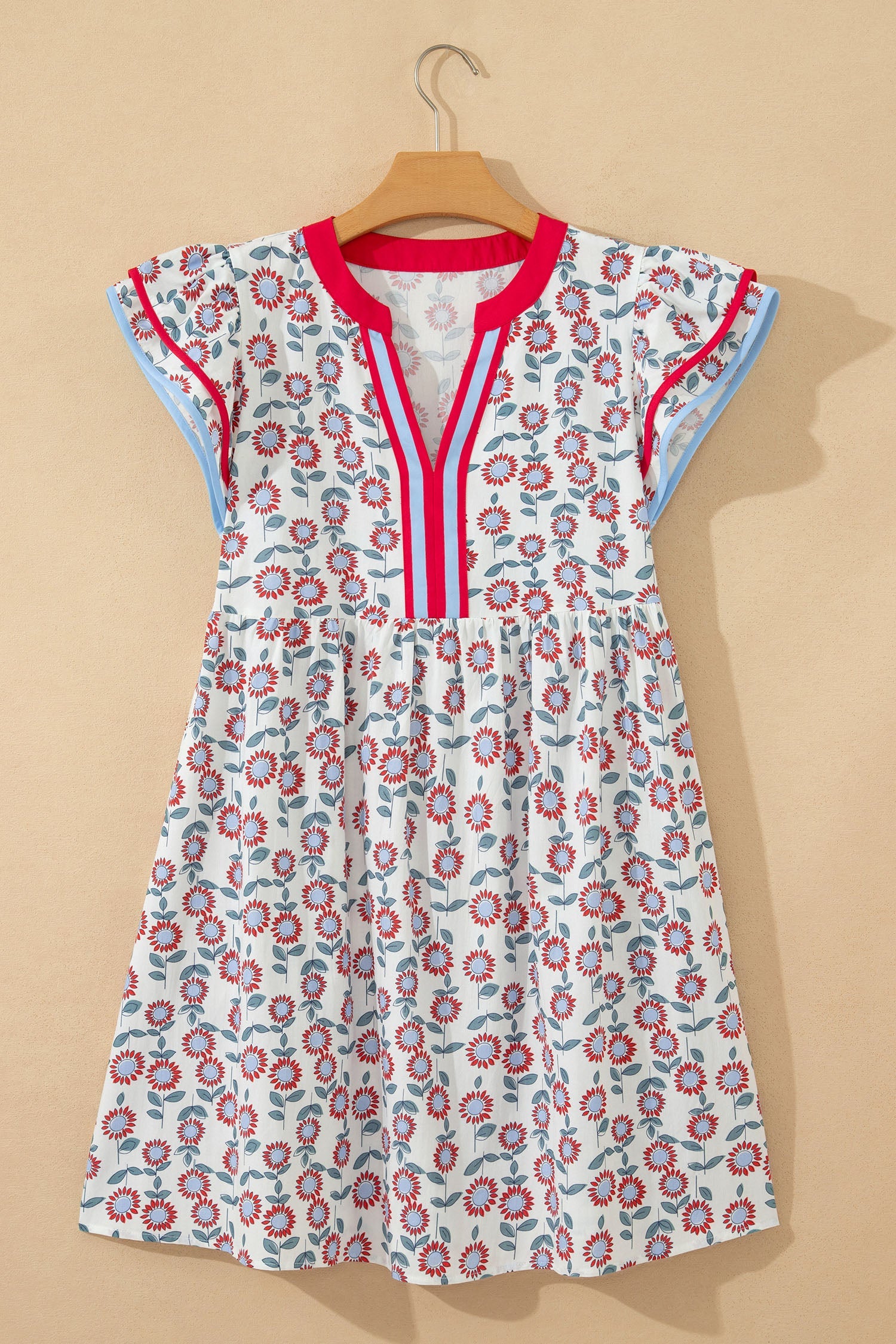 Opal Flutter Sleeve Mini Dress: Floral Cotton Casual Boho Dress