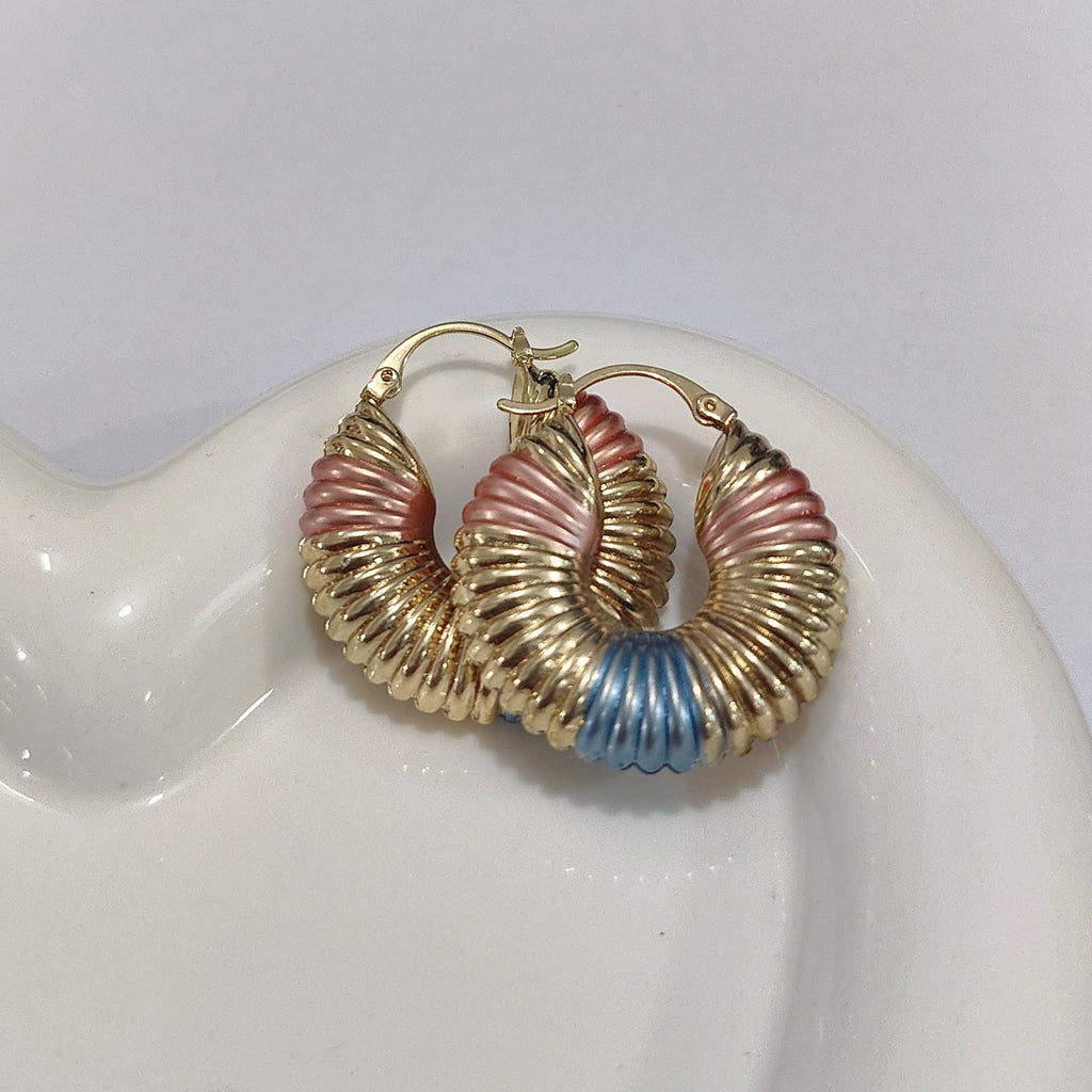 Modern Geometric Copper Earrings - Trendy Gold Pink Blue Jewelry