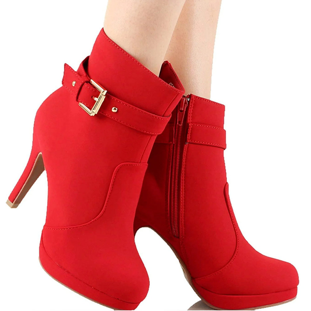 Trend Sup Chic Stiletto Ankle Boots with Buckle