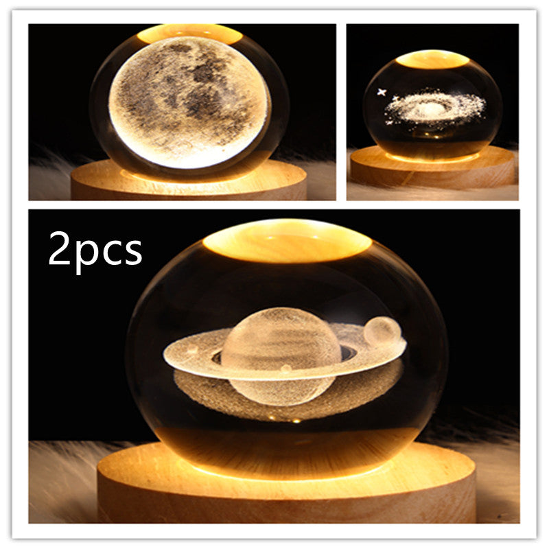 3D Galaxy Crystal Ball LED Night Light Planet Lamp Home Decor