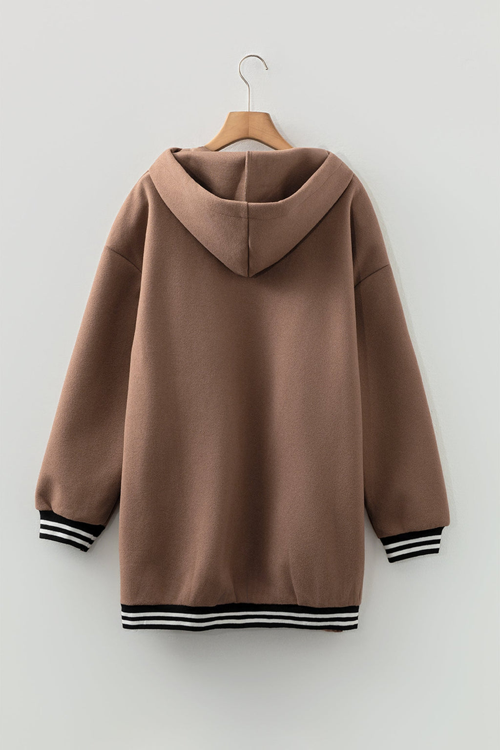 112 Four Leaf Clover Contrast Cuffed Drop Shoulder Zip Hoodie