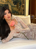 Lace Shawl Two-Piece Mermaid Maxi Dress with Long Sleeves