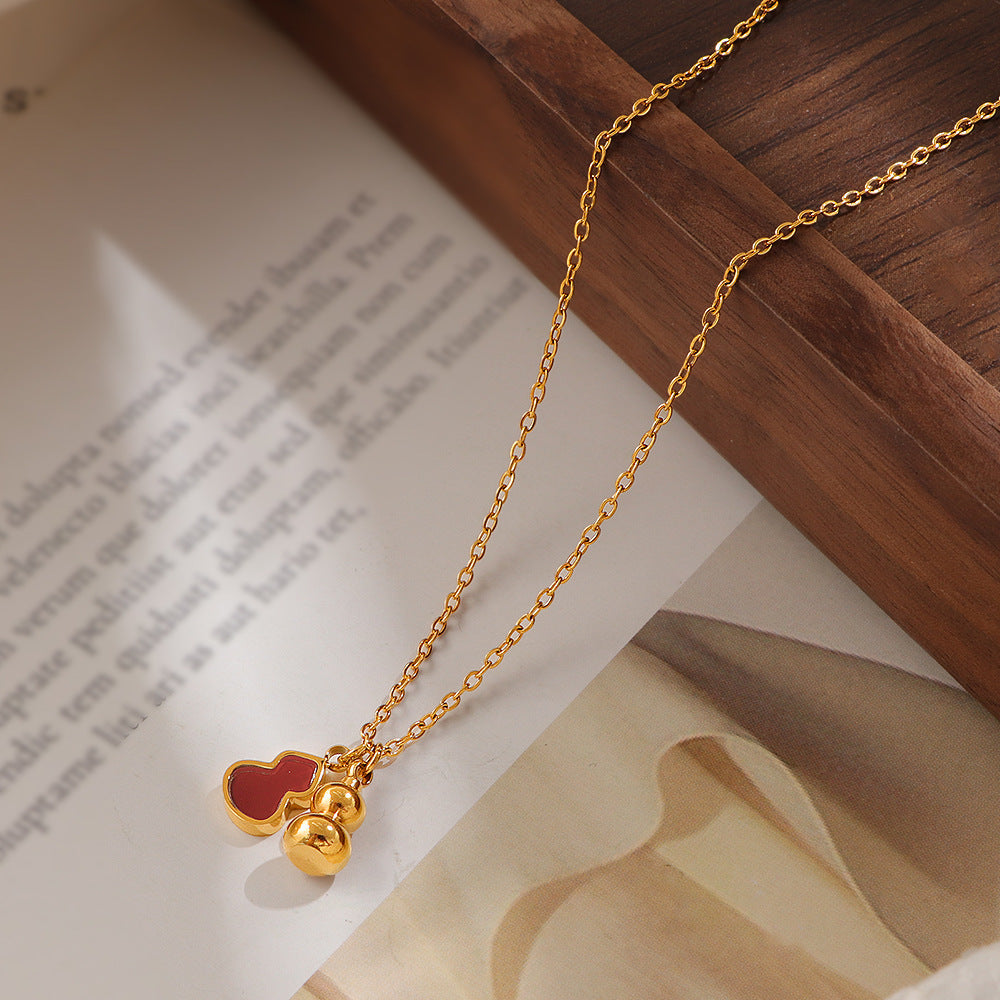 New Lucky Red Shell Gourd Womens Non-Fading Clavicle Necklace