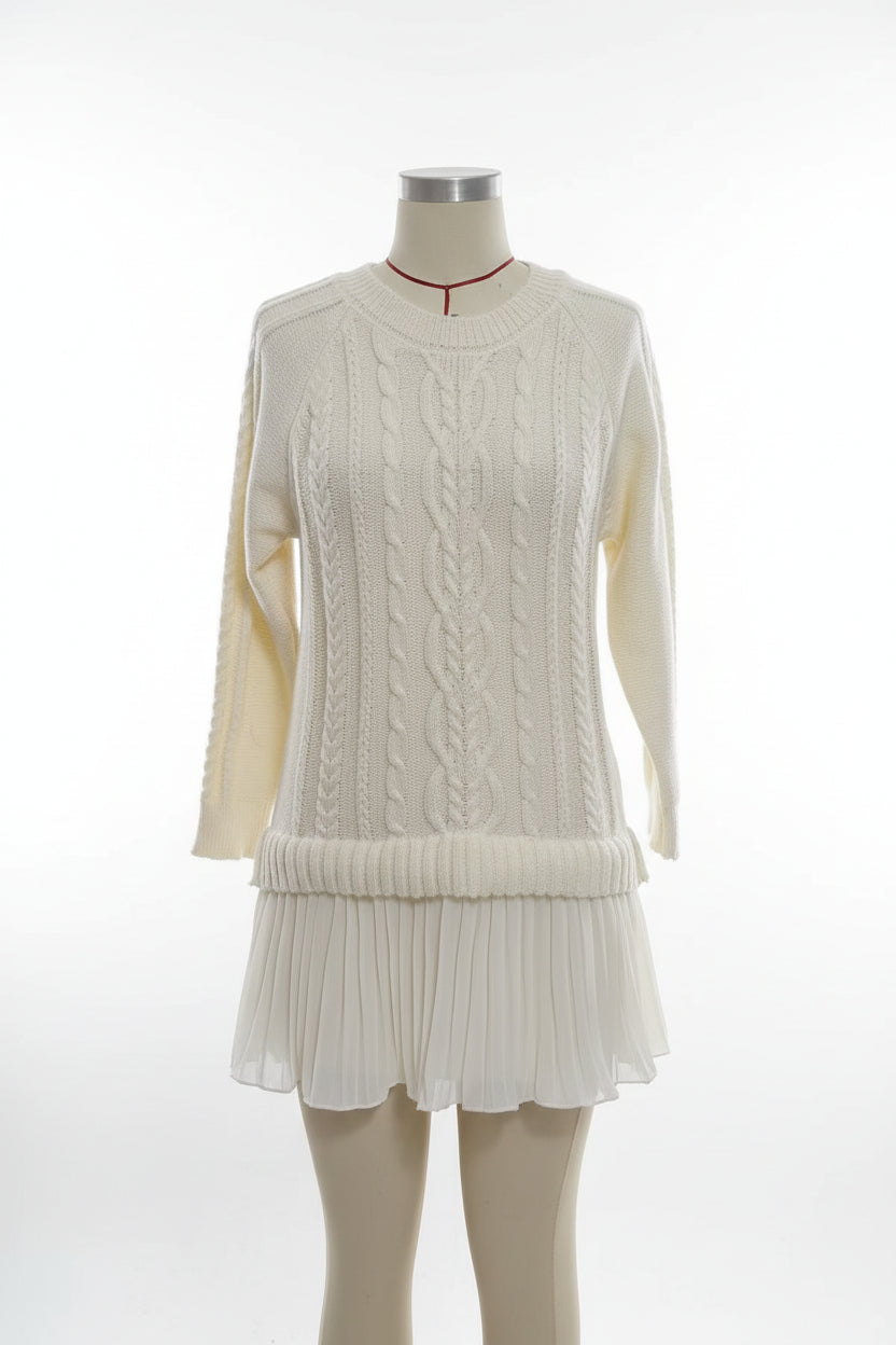 Cable Knit Sweater | Oversized Round Neck Pullover