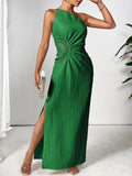 One Shoulder Sleeveless Maxi Dress for Evening Occasions