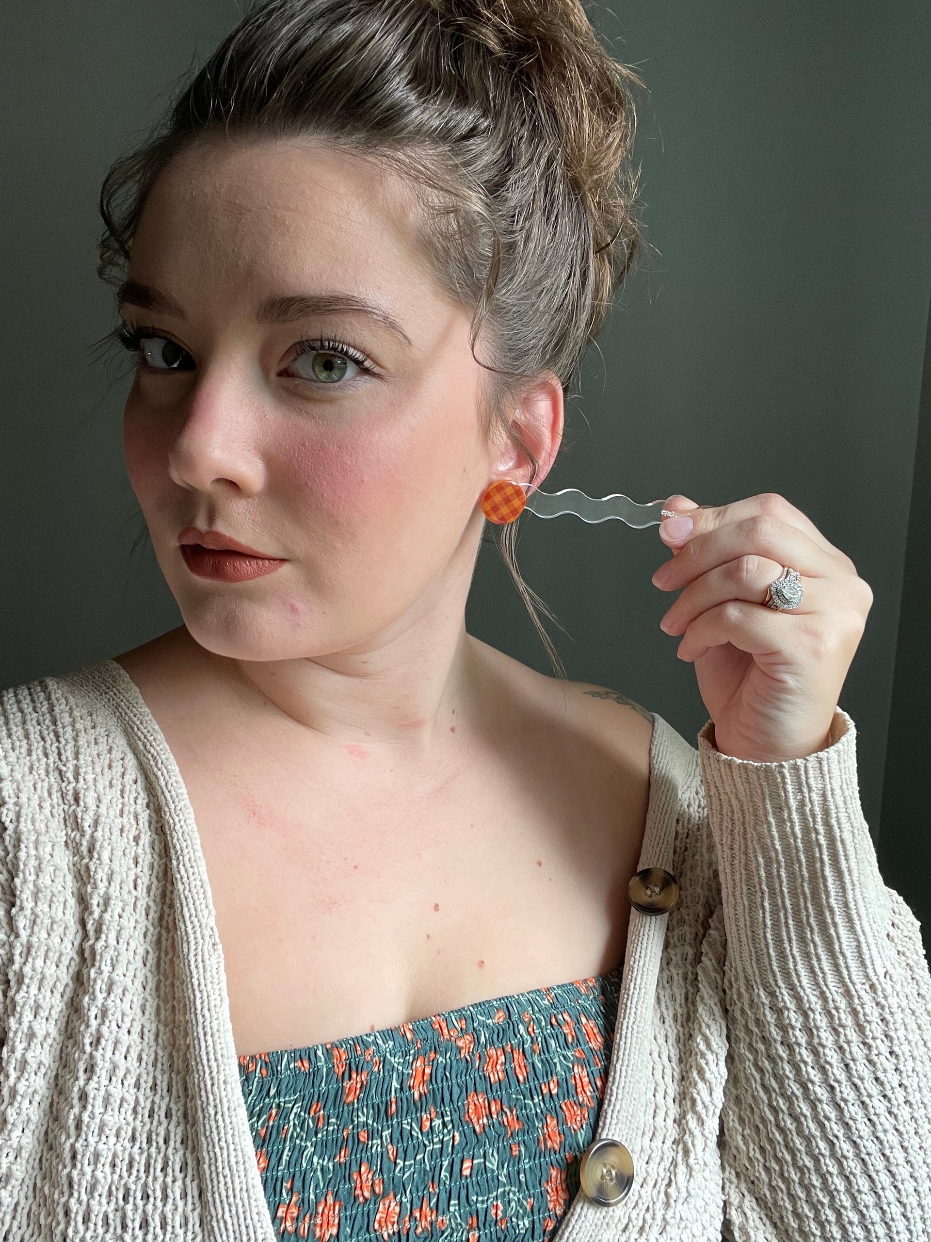 Plaid Nickel Studs