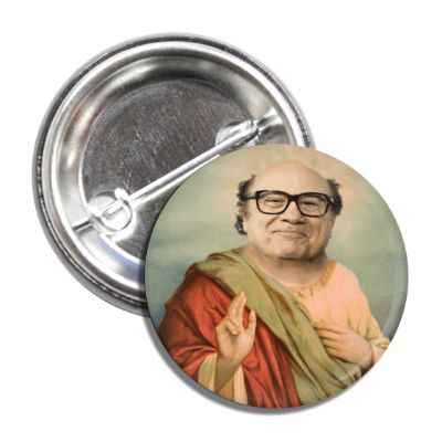 Saint Danny 1-inch pin button featuring iconic New Jersey legend design
