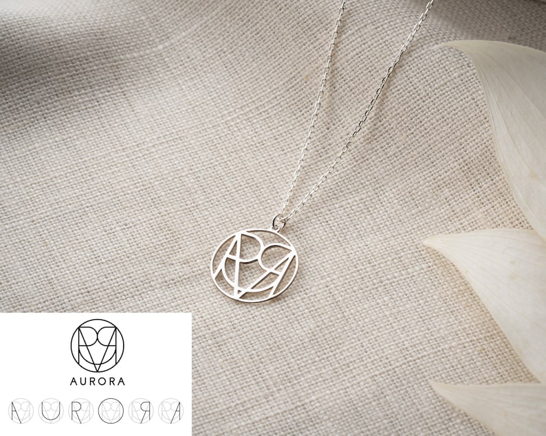 Customized Intertwined Initial Monogram Necklace Minimalist Jewelry