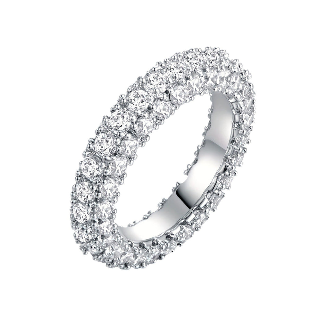 Minimalist Three-Stone Zircon Ring in Sterling Silver or Gold